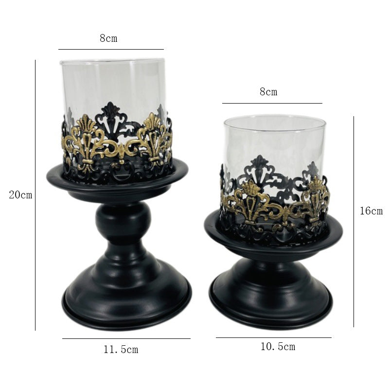 Vintage Iron Glass Pedestal Candle Holders