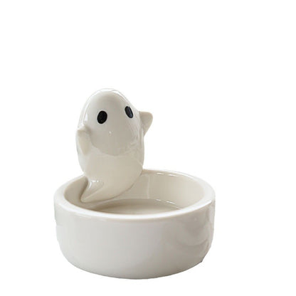 Ceramic Ghost Figurine Candle Holder