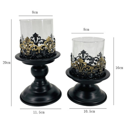 Vintage Iron Glass Pedestal Candle Holders