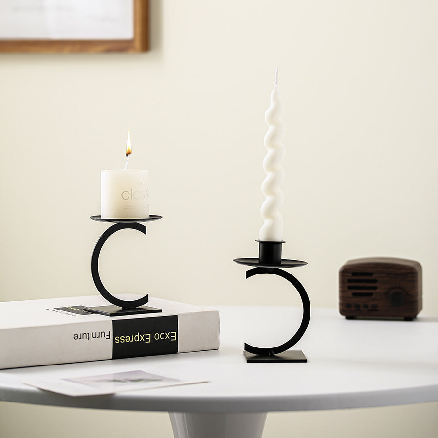 Geometric C-Shape Candle Holder