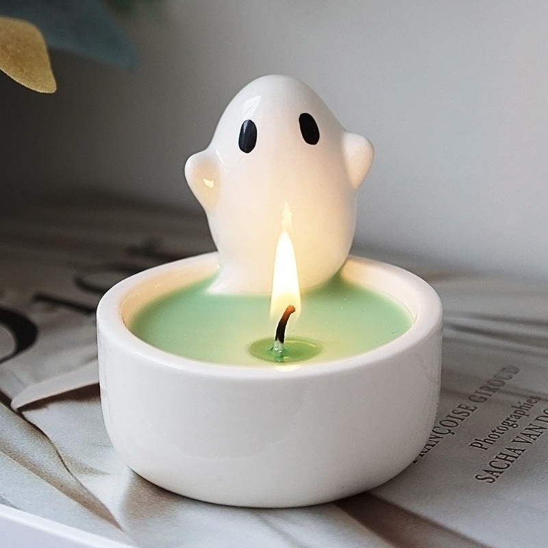 Ceramic Ghost Figurine Candle Holder