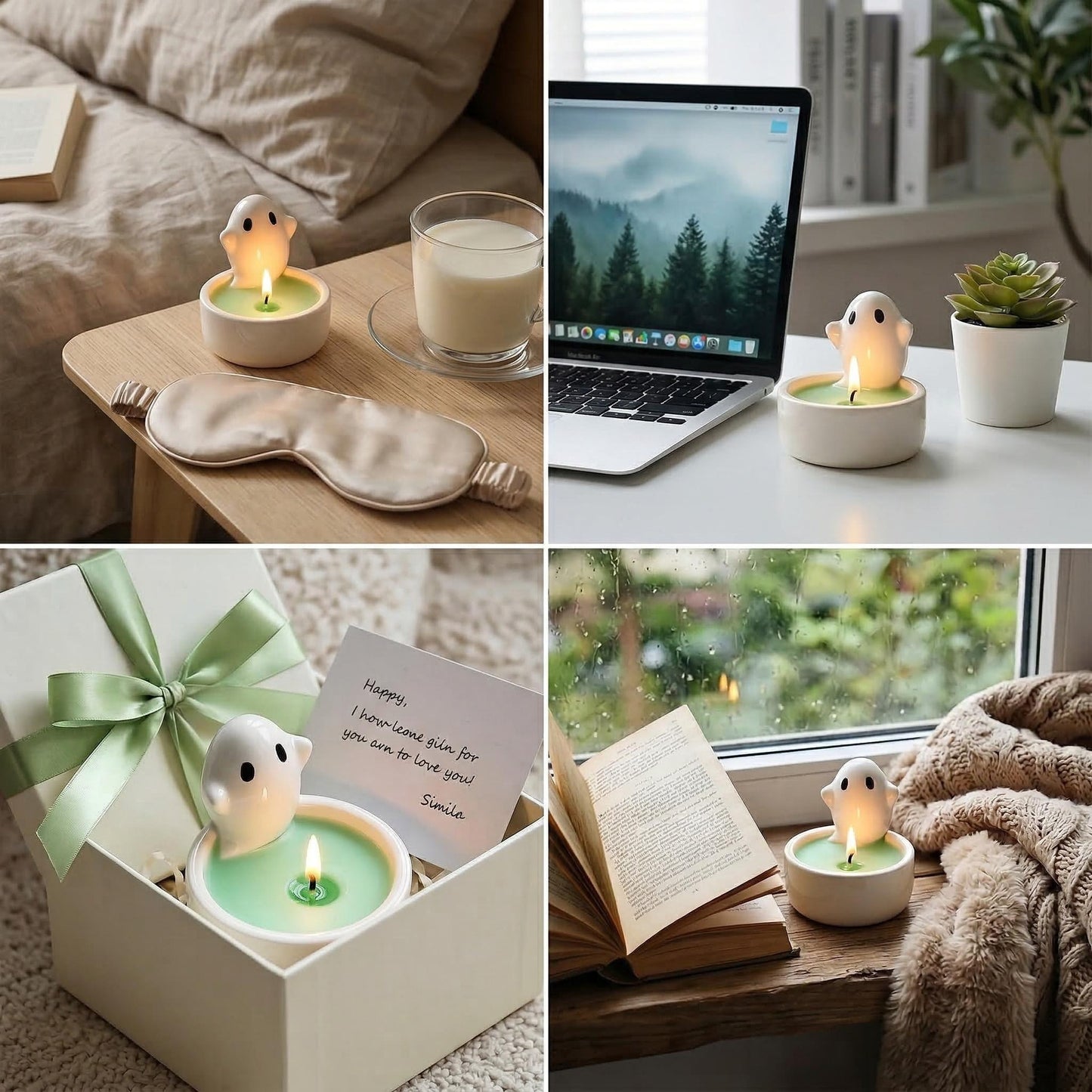 Ceramic Ghost Figurine Candle Holder