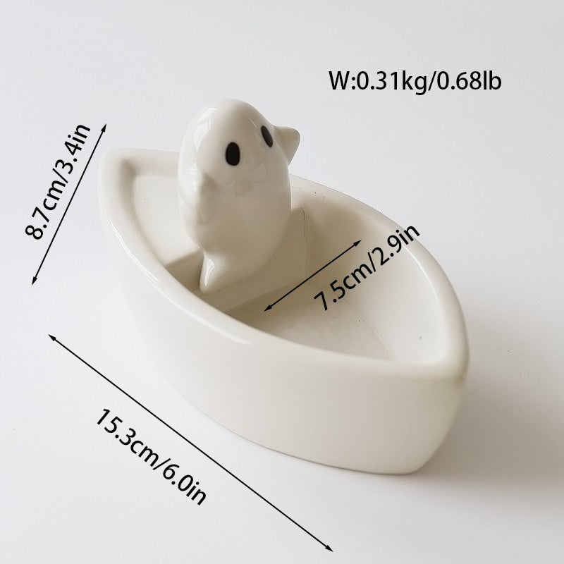 Ceramic Ghost Figurine Candle Holder